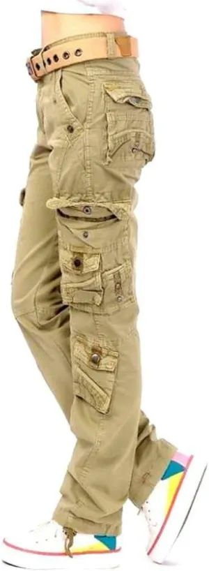 Jack David Women's Cargo Pants Casual Cargo Hiking Camping Tactical Pants Military Army Combat Trousers 8 Pockets