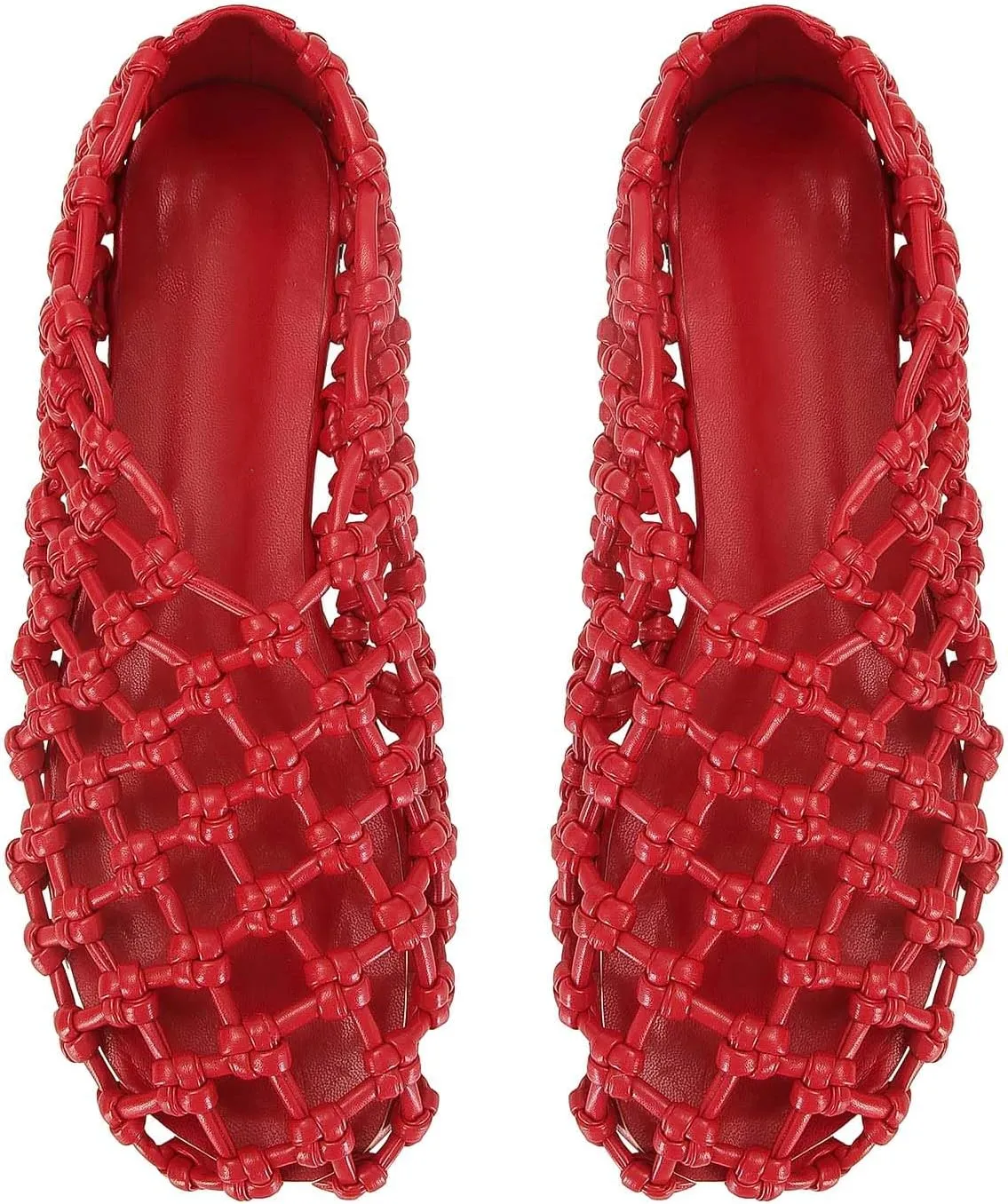 Jelly Mesh Ballet Flats for Women Woven Summer Beach Ballerina Flat Sandals Cute Comfortable Casual Slip on Mary Jane Shoes