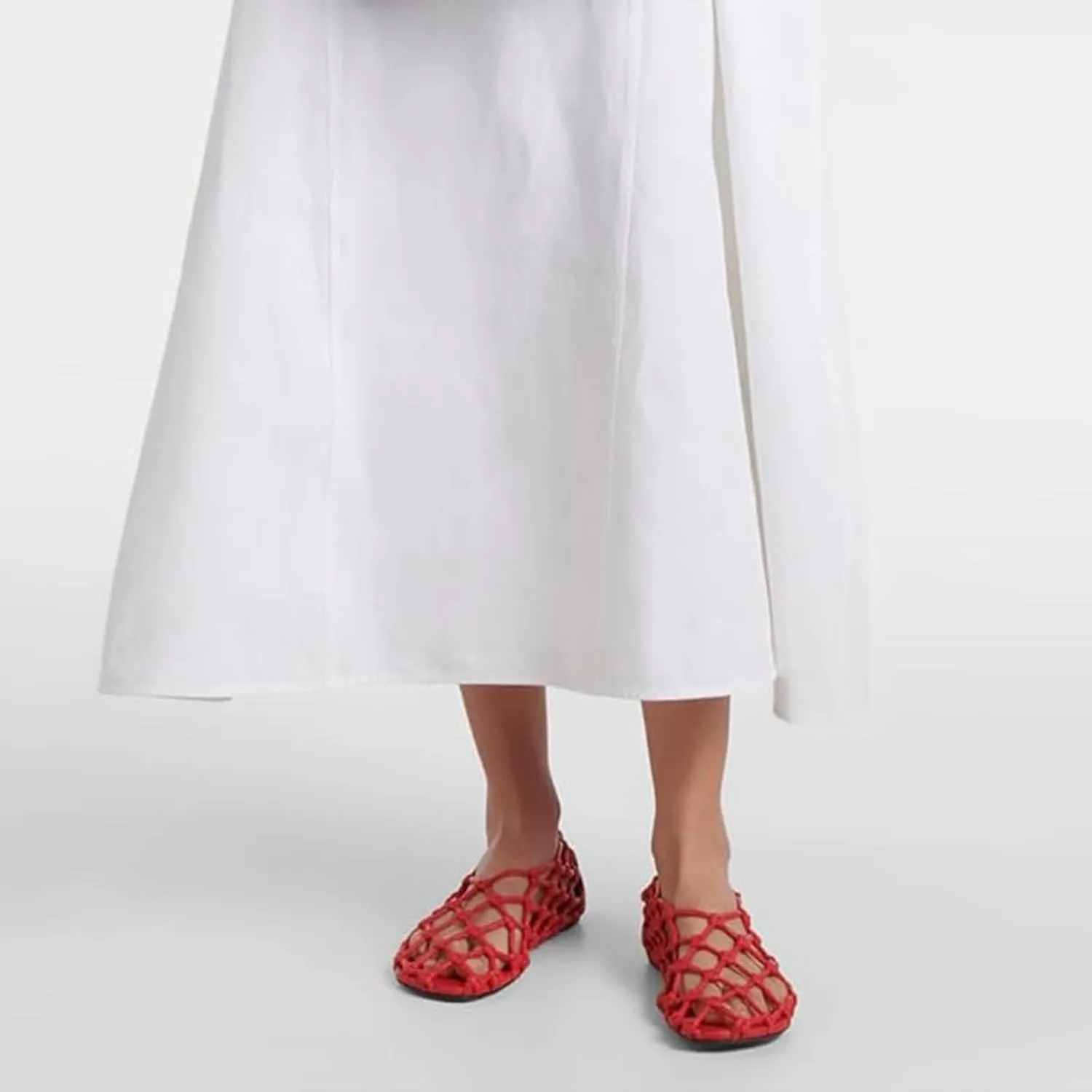 Jelly Mesh Ballet Flats for Women Woven Summer Beach Ballerina Flat Sandals Cute Comfortable Casual Slip on Mary Jane Shoes