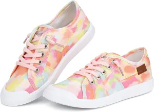 JENN ARDOR Slip-on Canvas Fashion Sneakers for Womens Comfortable Casual Walking Flats Elastic Stylish Cute Lightweight Shoes