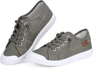 JENN ARDOR Slip-on Canvas Fashion Sneakers for Womens Comfortable Casual Walking Flats Elastic Stylish Cute Lightweight Shoes