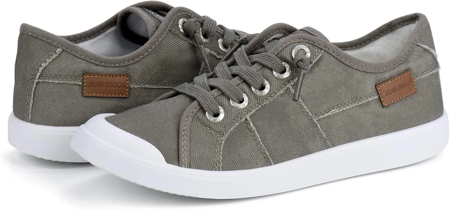 JENN ARDOR Slip-on Canvas Fashion Sneakers for Womens Comfortable Casual Walking Flats Elastic Stylish Cute Lightweight Shoes