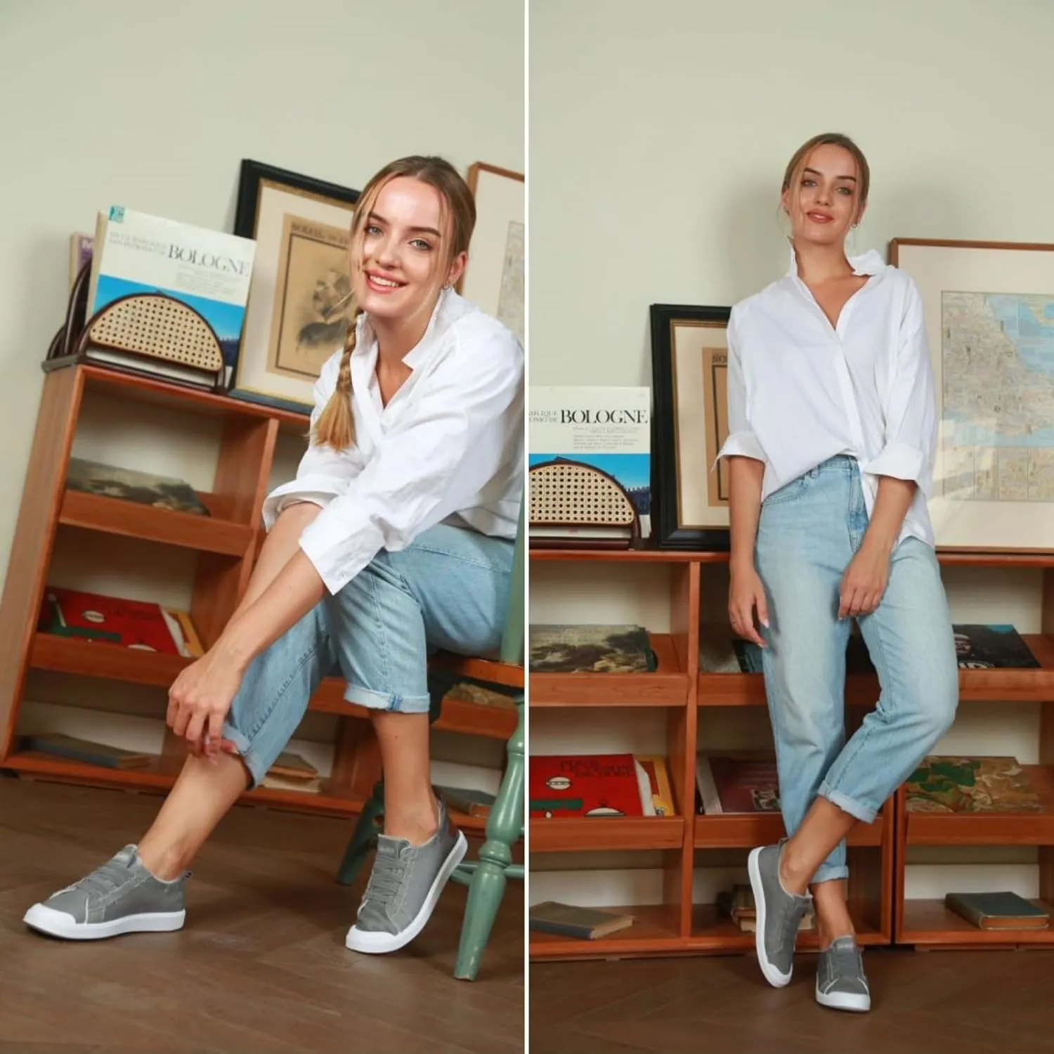 JENN ARDOR Slip-on Canvas Fashion Sneakers for Womens Comfortable Casual Walking Flats Elastic Stylish Cute Lightweight Shoes