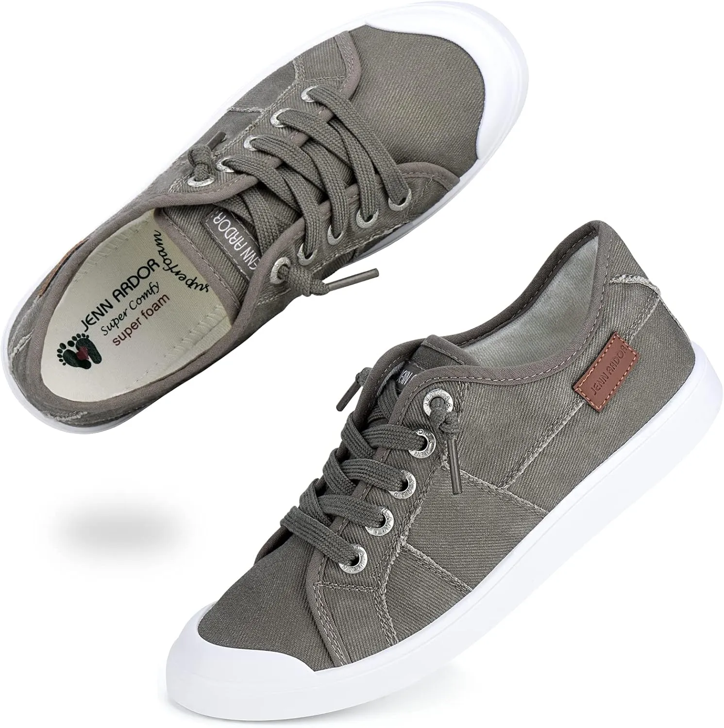 JENN ARDOR Slip-on Canvas Fashion Sneakers for Womens Comfortable Casual Walking Flats Elastic Stylish Cute Lightweight Shoes