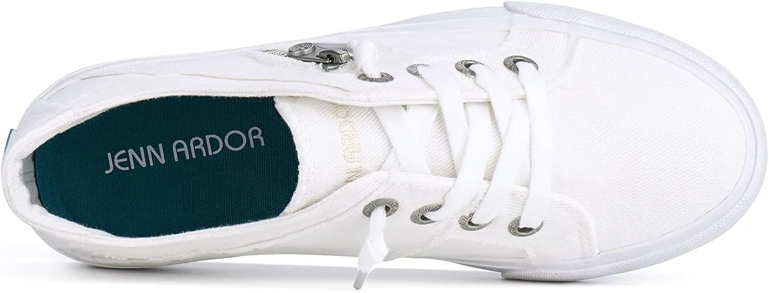 JENN ARDOR Women Sneakers Low Top Slip On Fashion Shoes Lace up Canvas Flats Walking Running Shoes