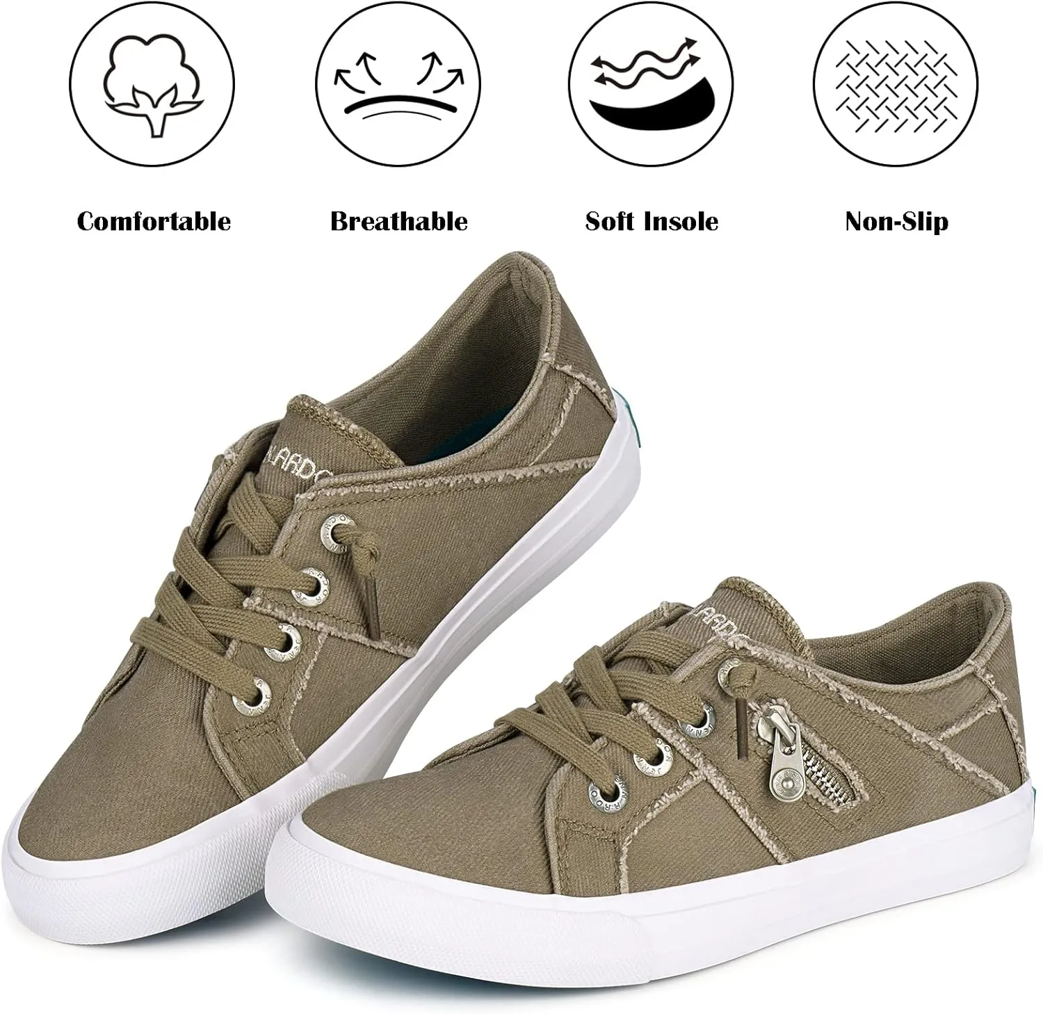 JENN ARDOR Women Sneakers Low Top Slip On Fashion Shoes Lace up Canvas Flats Walking Running Shoes