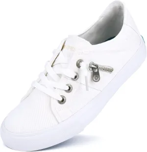 JENN ARDOR Women Sneakers Low Top Slip On Fashion Shoes Lace up Canvas Flats Walking Running Shoes