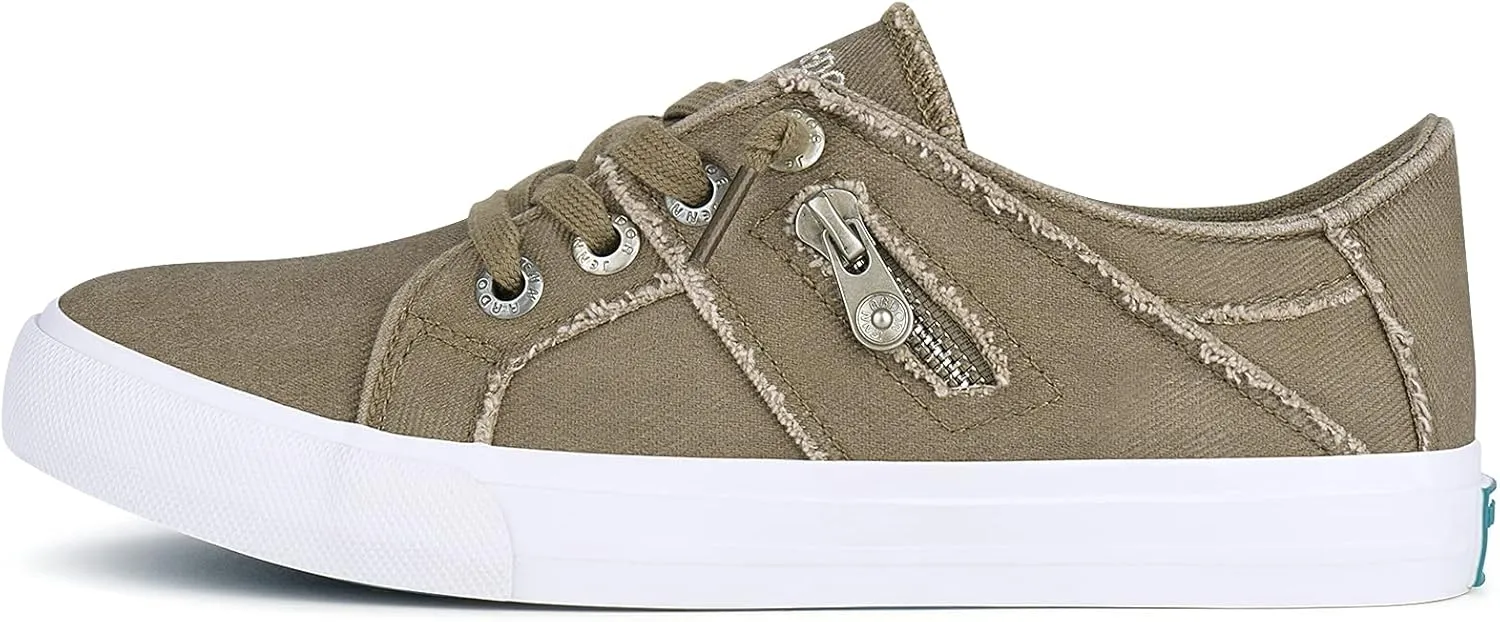 JENN ARDOR Women Sneakers Low Top Slip On Fashion Shoes Lace up Canvas Flats Walking Running Shoes