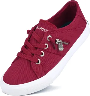 JENN ARDOR Women Sneakers Low Top Slip On Fashion Shoes Lace up Canvas Flats Walking Running Shoes