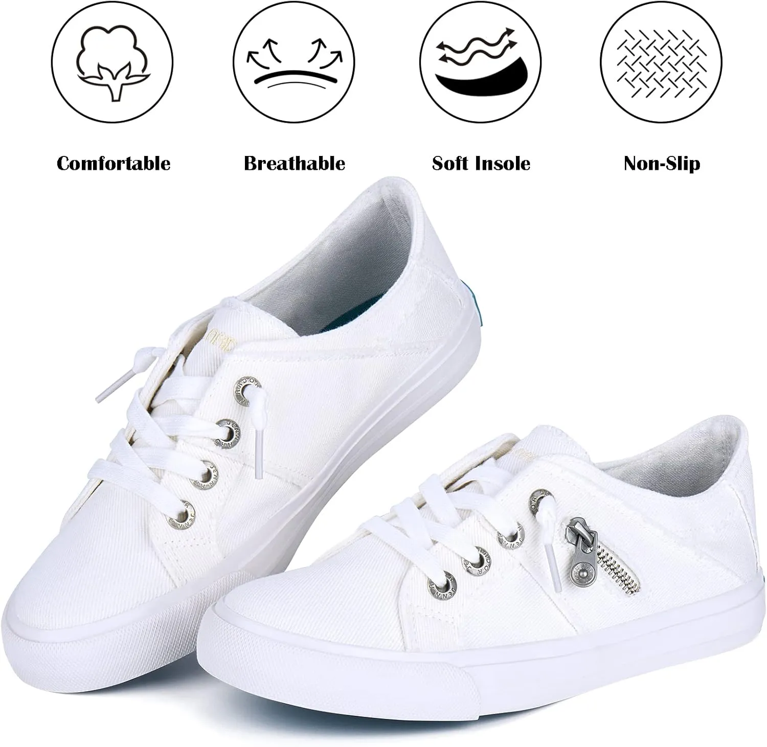JENN ARDOR Women Sneakers Low Top Slip On Fashion Shoes Lace up Canvas Flats Walking Running Shoes