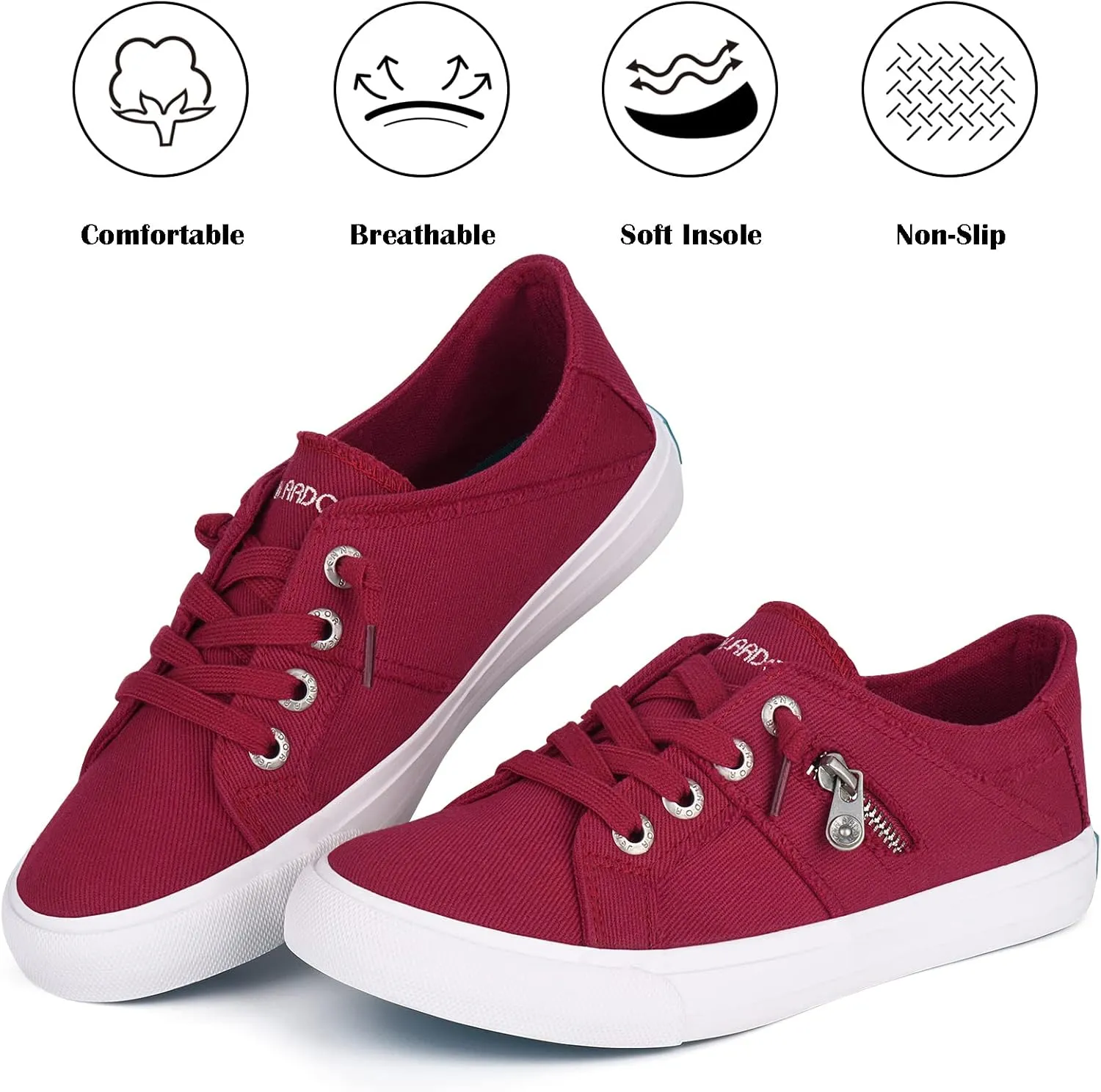 JENN ARDOR Women Sneakers Low Top Slip On Fashion Shoes Lace up Canvas Flats Walking Running Shoes