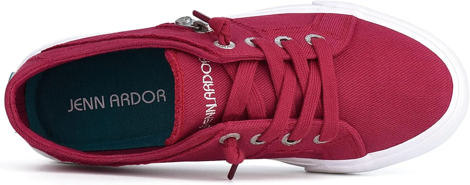 JENN ARDOR Women Sneakers Low Top Slip On Fashion Shoes Lace up Canvas Flats Walking Running Shoes