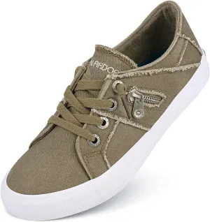 JENN ARDOR Women Sneakers Low Top Slip On Fashion Shoes Lace up Canvas Flats Walking Running Shoes