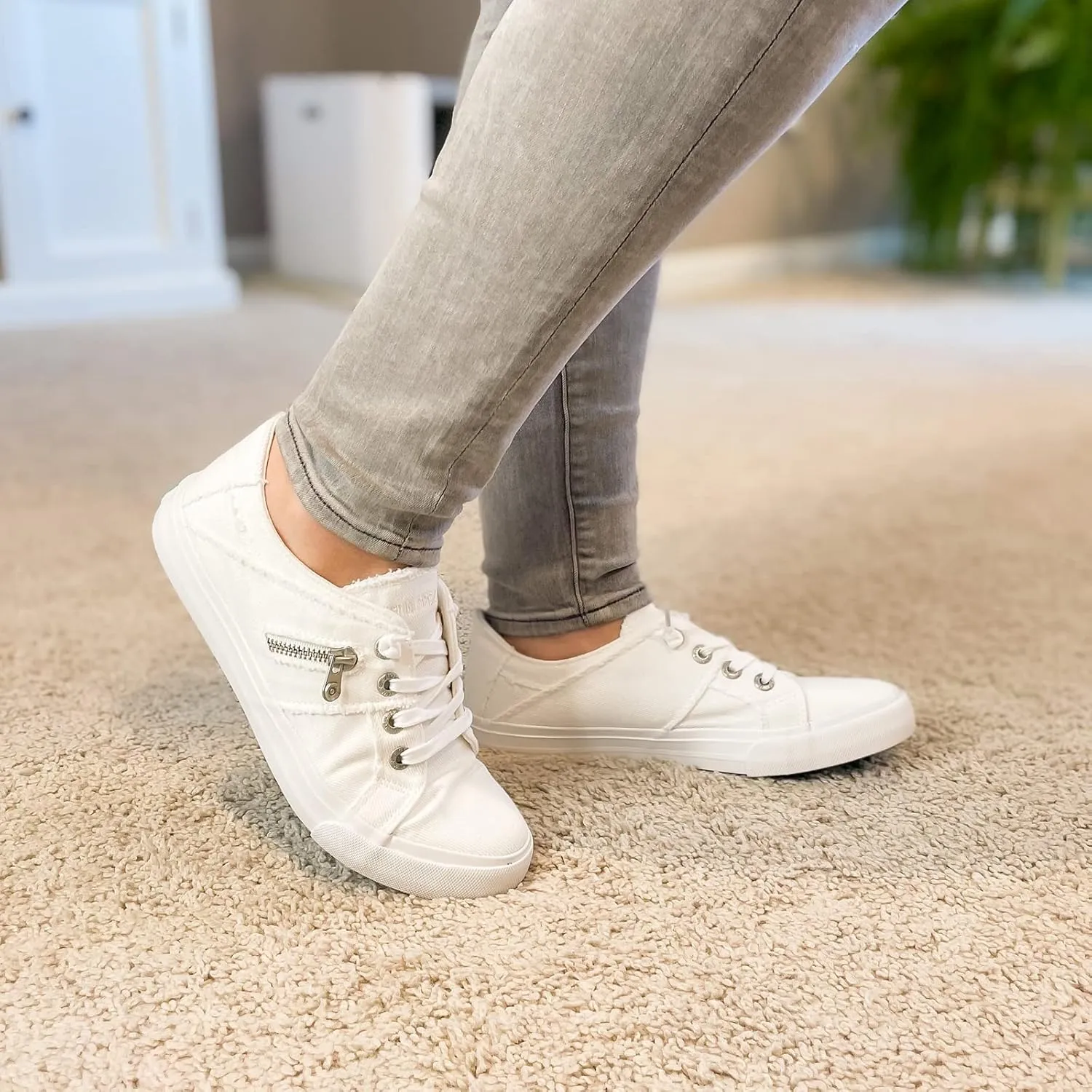JENN ARDOR Women Sneakers Low Top Slip On Fashion Shoes Lace up Canvas Flats Walking Running Shoes