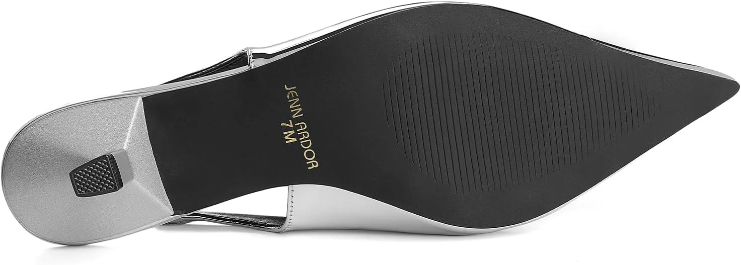 JENN ARDOR Womens Kitten Heels Closed Pointed Toe Elastic Slingback Sexy Low Heels Bridal Wedding Guest Dress Prom Pumps Shoes