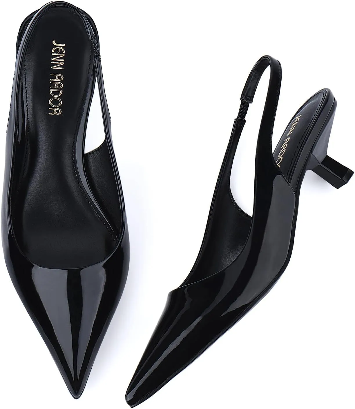 JENN ARDOR Womens Kitten Heels Closed Pointed Toe Elastic Slingback Sexy Low Heels Bridal Wedding Guest Dress Prom Pumps Shoes