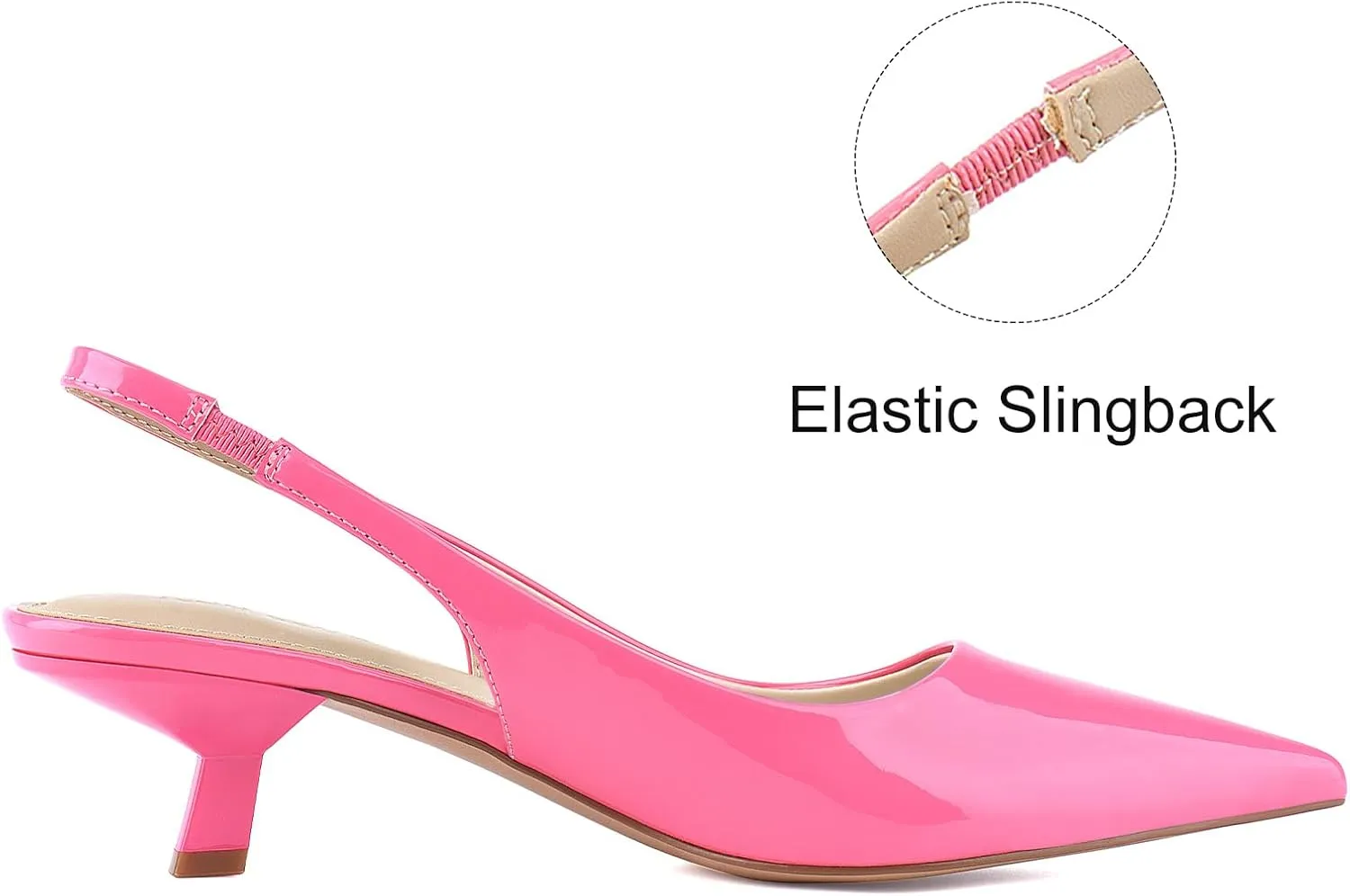 JENN ARDOR Womens Kitten Heels Closed Pointed Toe Elastic Slingback Sexy Low Heels Bridal Wedding Guest Dress Prom Pumps Shoes