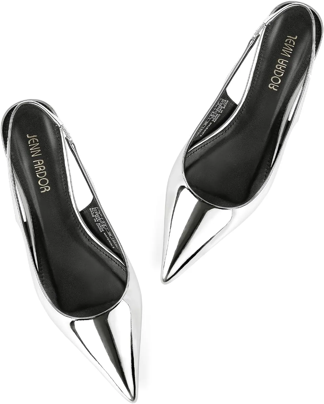 JENN ARDOR Womens Kitten Heels Closed Pointed Toe Elastic Slingback Sexy Low Heels Bridal Wedding Guest Dress Prom Pumps Shoes