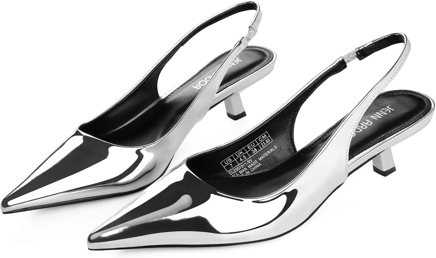 JENN ARDOR Womens Kitten Heels Closed Pointed Toe Elastic Slingback Sexy Low Heels Bridal Wedding Guest Dress Prom Pumps Shoes