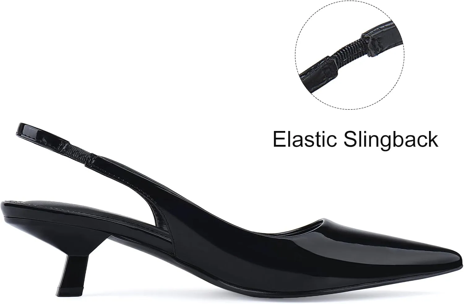 JENN ARDOR Womens Kitten Heels Closed Pointed Toe Elastic Slingback Sexy Low Heels Bridal Wedding Guest Dress Prom Pumps Shoes