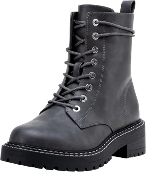 Jeossy Women's Combat Ankle Boots 9627 Low Heel Ankle-Booties with Side Zipper