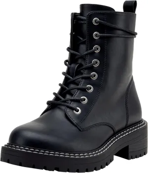 Jeossy Women's Combat Ankle Boots 9627 Low Heel Ankle-Booties with Side Zipper