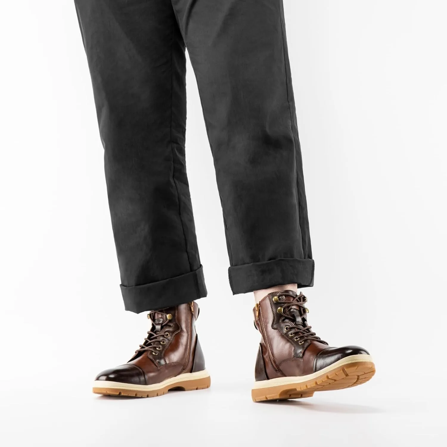 JITAI Men's Dress Oxfords Lace-Up Boots, Comfortable Casual Hiking Winter Work Shoes with Rubber Sole