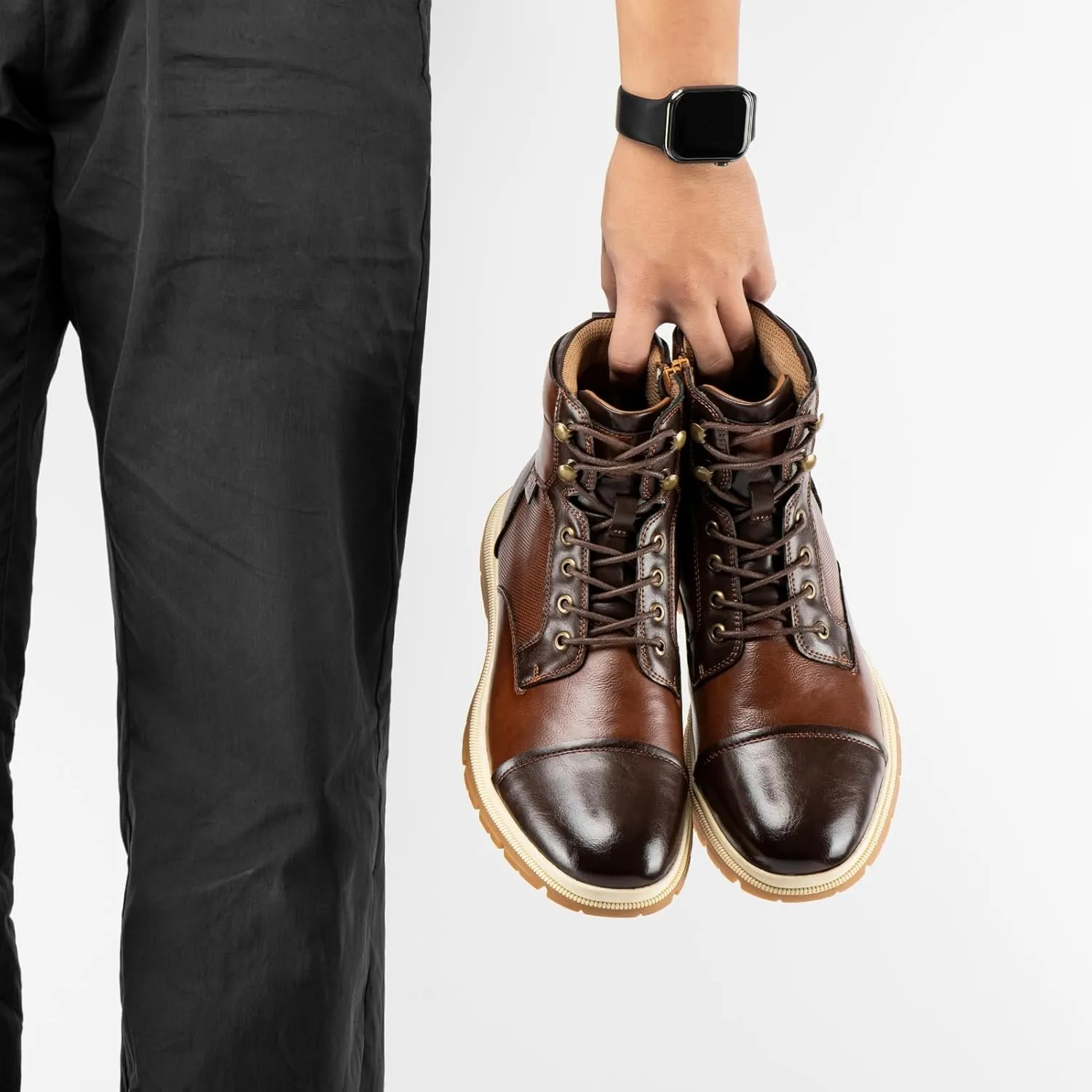 JITAI Men's Dress Oxfords Lace-Up Boots, Comfortable Casual Hiking Winter Work Shoes with Rubber Sole