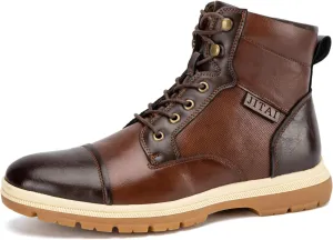 JITAI Men's Dress Oxfords Lace-Up Boots, Comfortable Casual Hiking Winter Work Shoes with Rubber Sole
