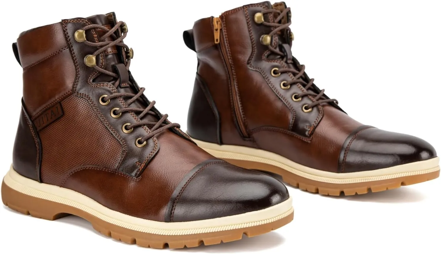 JITAI Men's Dress Oxfords Lace-Up Boots, Comfortable Casual Hiking Winter Work Shoes with Rubber Sole