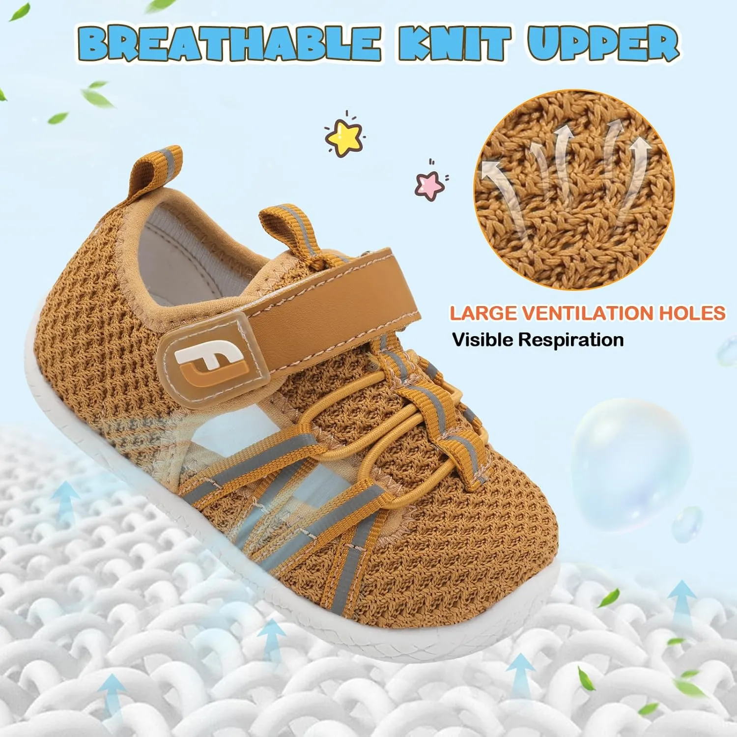 JOINFREE Toddler Sandals Boys Girls Breathable Closed Toe Water Beach Sandals Kids Wide Barefoot Summer Water Shoes Baby Walking Sneakers