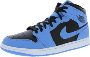 Jordan Mens Air 1 Mid University Blue Black - University Blue/Black-White - Size 9.5