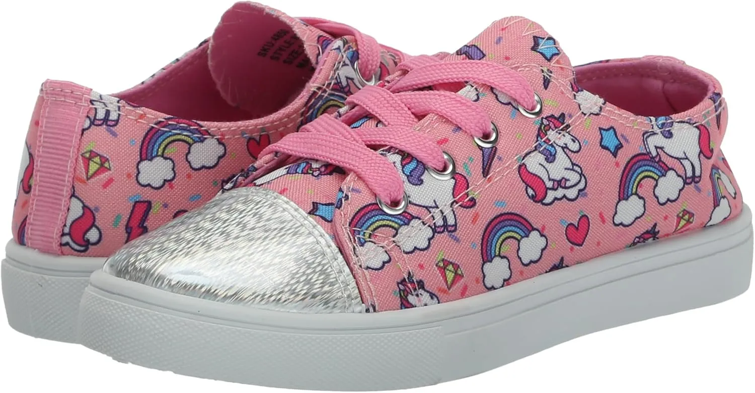 Josmo Girl's Canvas Low Top Sneaker Slip on Lace-up Tennis (Little Big Kid)