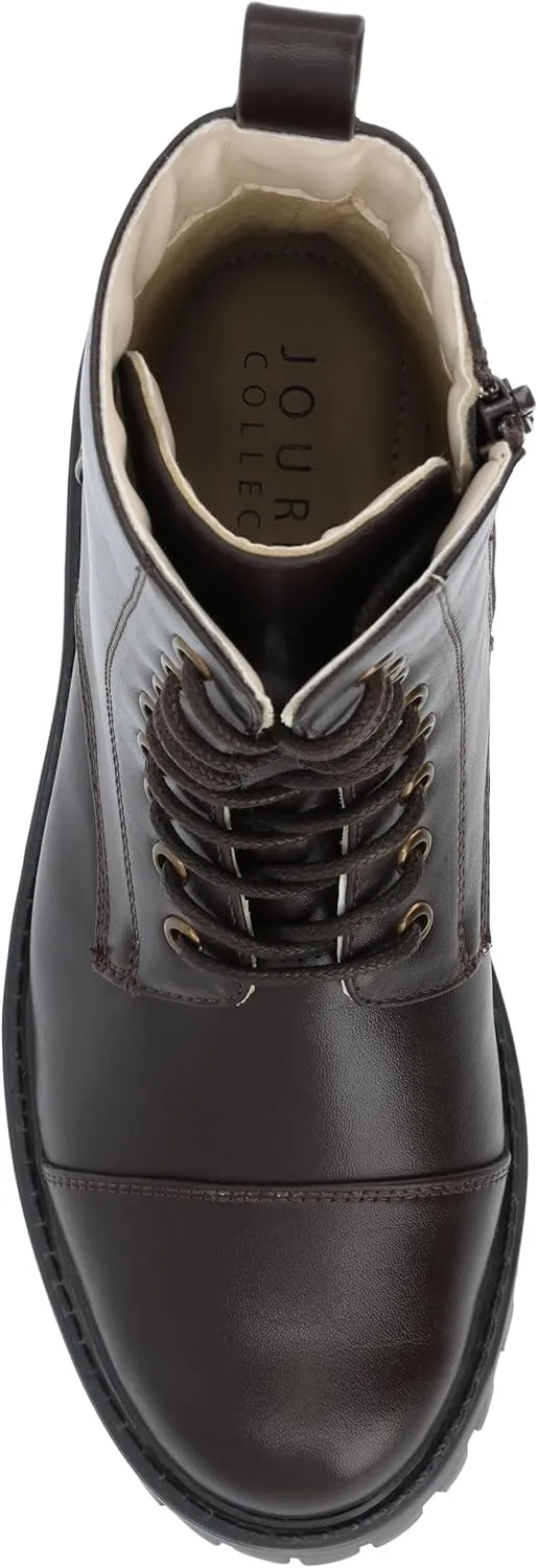 Journee Collection Womens AALEY Zipper Textured Combat & Lace-Up Boots