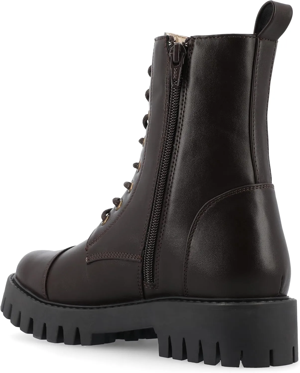 Journee Collection Womens AALEY Zipper Textured Combat & Lace-Up Boots