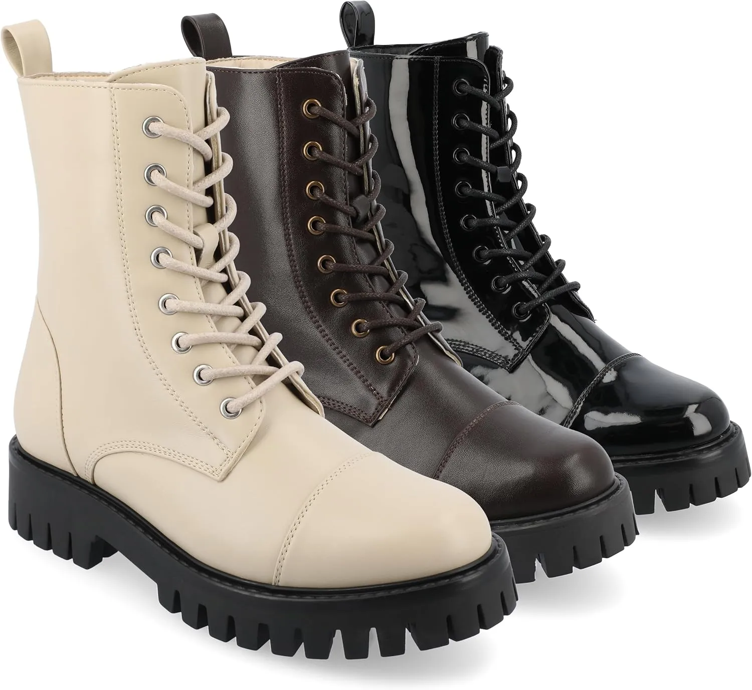 Journee Collection Womens AALEY Zipper Textured Combat & Lace-Up Boots