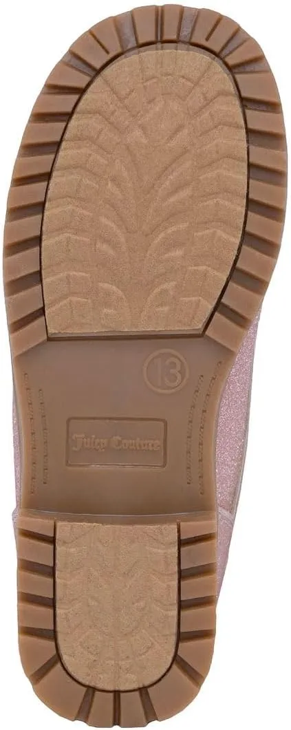 Juicy Couture Girls’ Glitter Booties – Sparkly Faux Fur Chukka Boots with Lace-Up Closure, Winter Ankle Boots for Toddler/Little/Big Kids