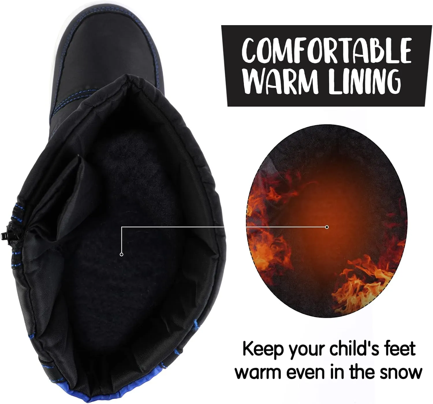 K KomForme Boys Girls Snow Boots Waterproof Winter Outdoor Boots(Toddler/Little Kid/Big Kid)