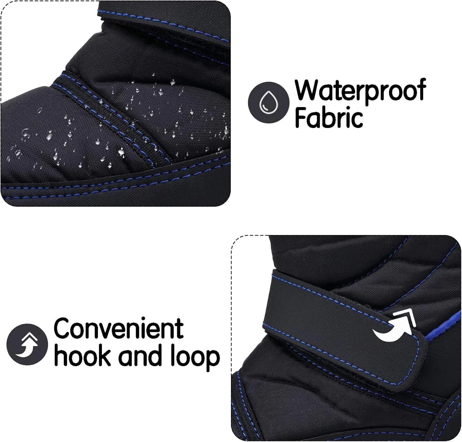 K KomForme Boys Girls Snow Boots Waterproof Winter Outdoor Boots(Toddler/Little Kid/Big Kid)