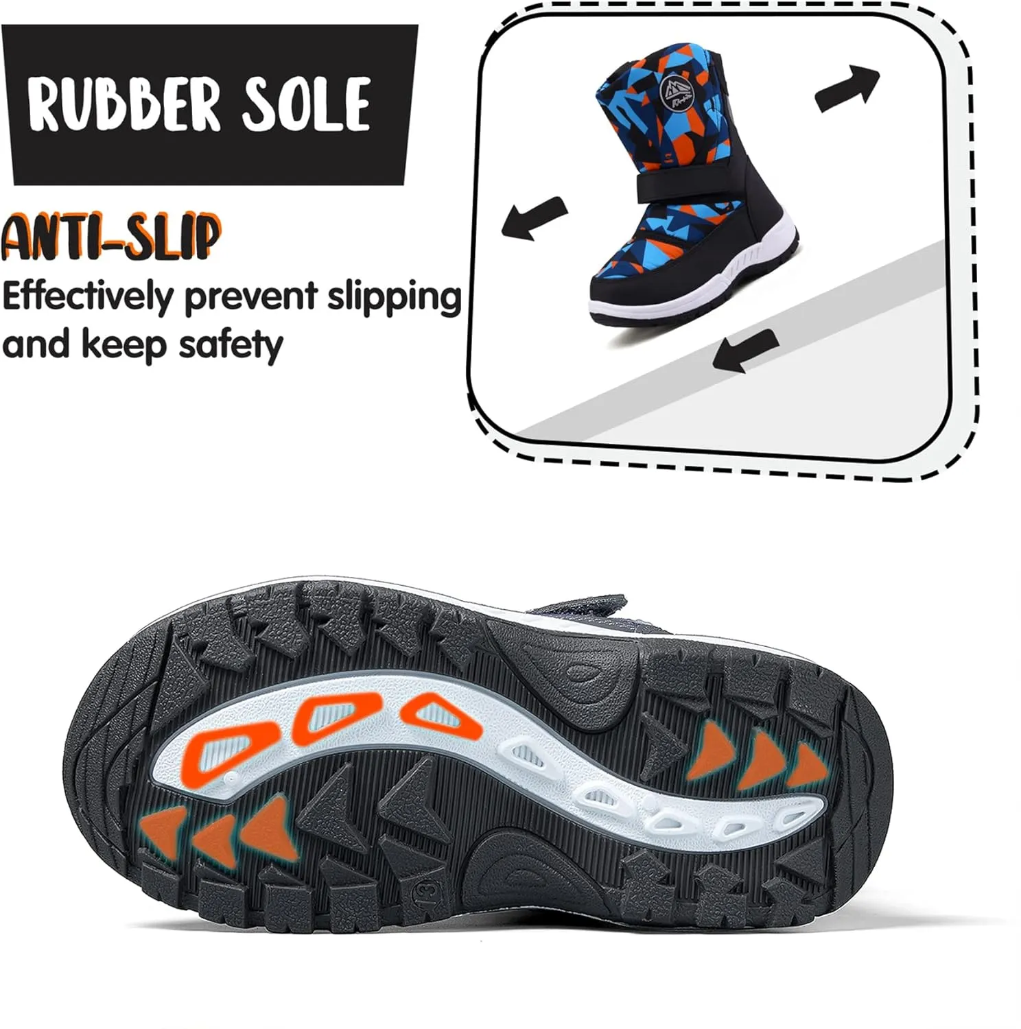 K KomForme Boys Girls Snow Boots Waterproof Winter Outdoor Boots(Toddler/Little Kid/Big Kid)