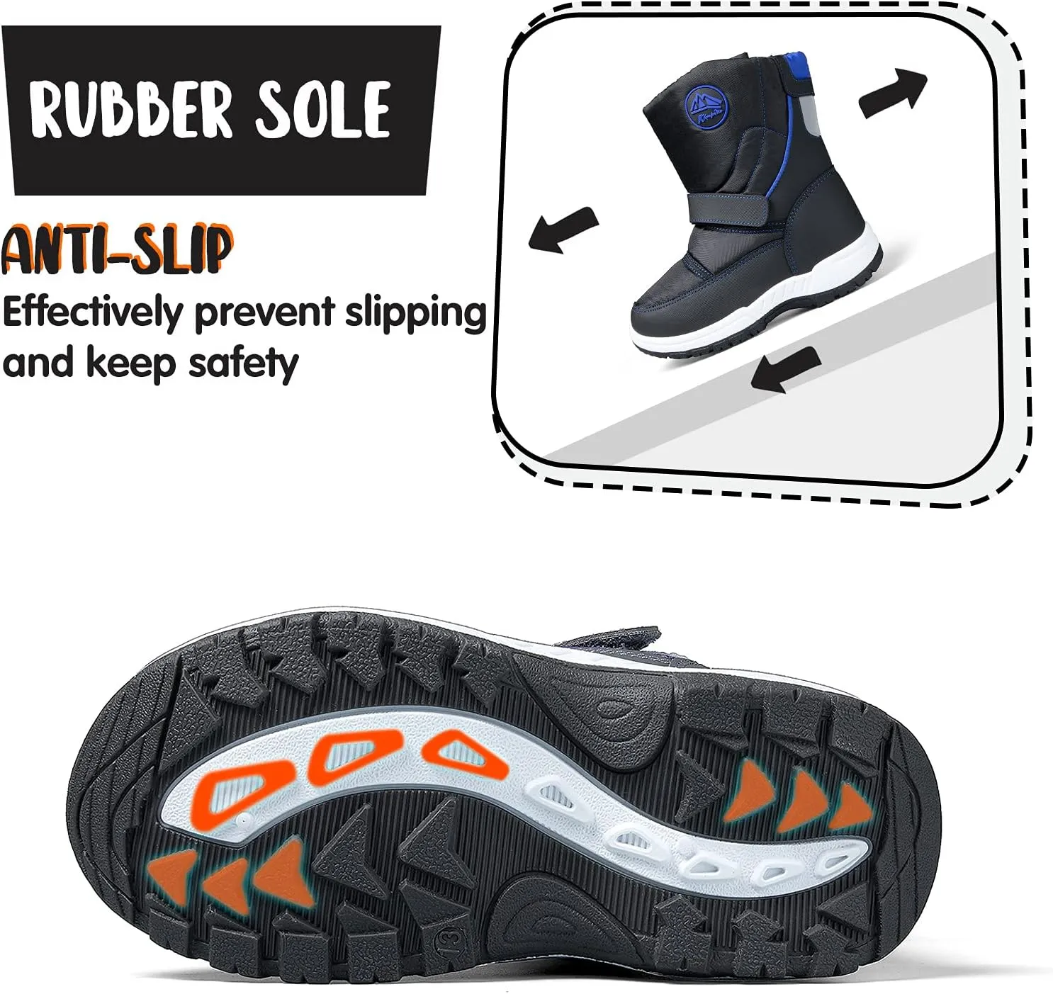 K KomForme Boys Girls Snow Boots Waterproof Winter Outdoor Boots(Toddler/Little Kid/Big Kid)