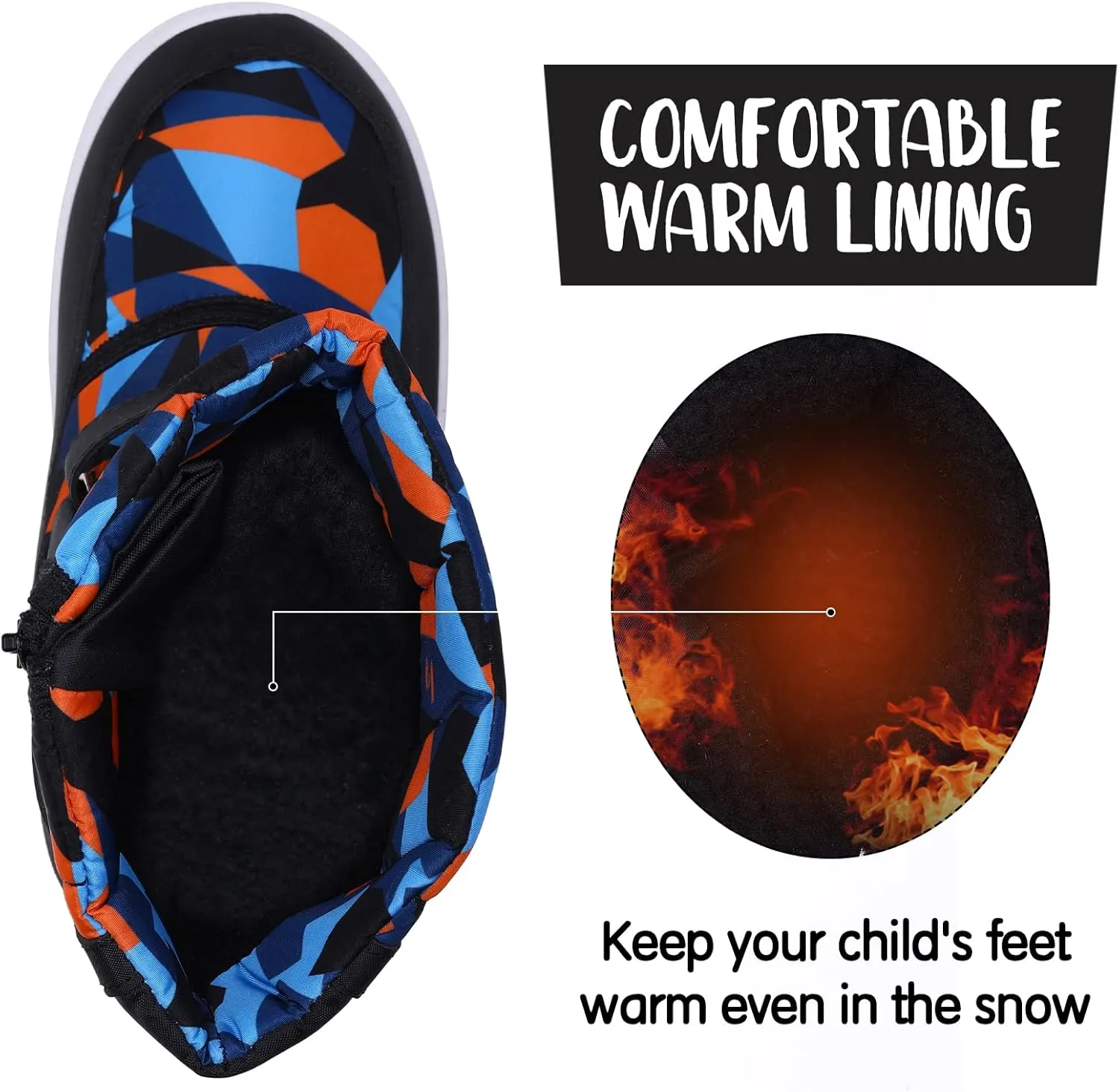 K KomForme Boys Girls Snow Boots Waterproof Winter Outdoor Boots(Toddler/Little Kid/Big Kid)