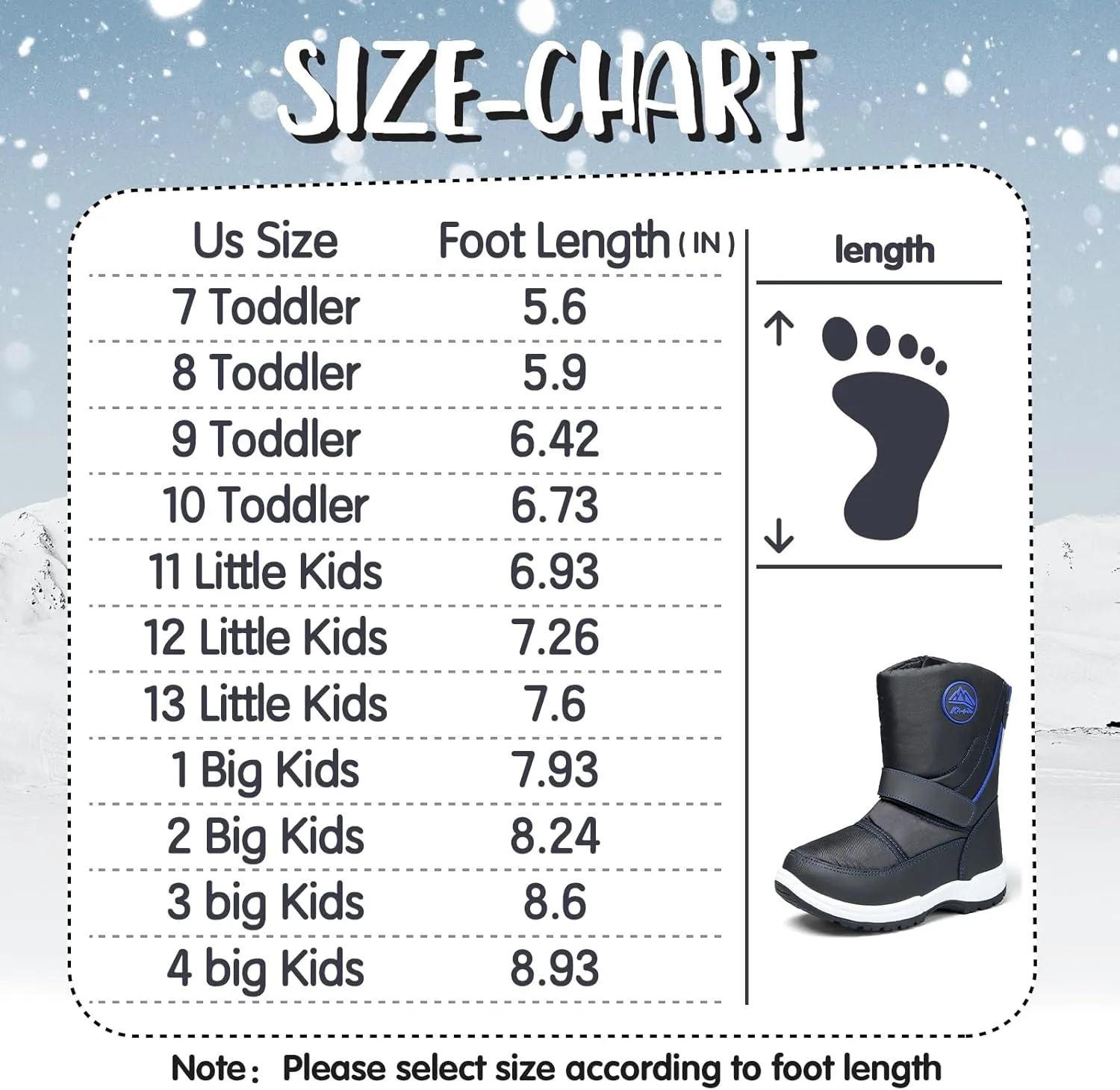 K KomForme Boys Girls Snow Boots Waterproof Winter Outdoor Boots(Toddler/Little Kid/Big Kid)