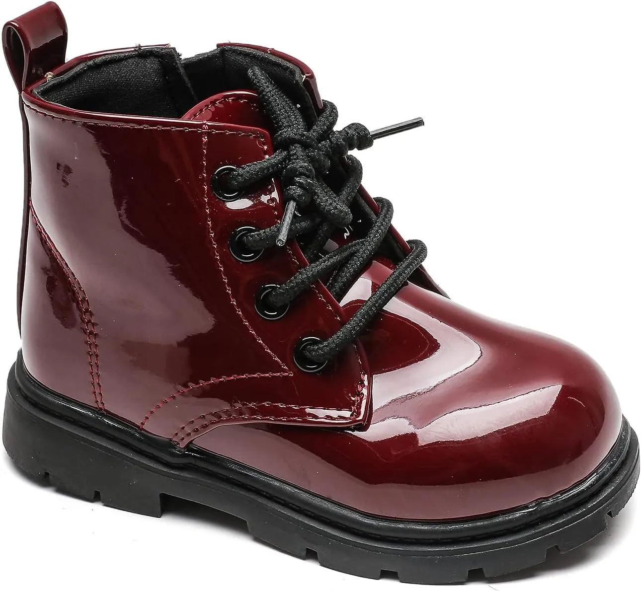 Kids Boots Boys Girls Bright Color Lace up Ankle Boots Side Zipper Boots