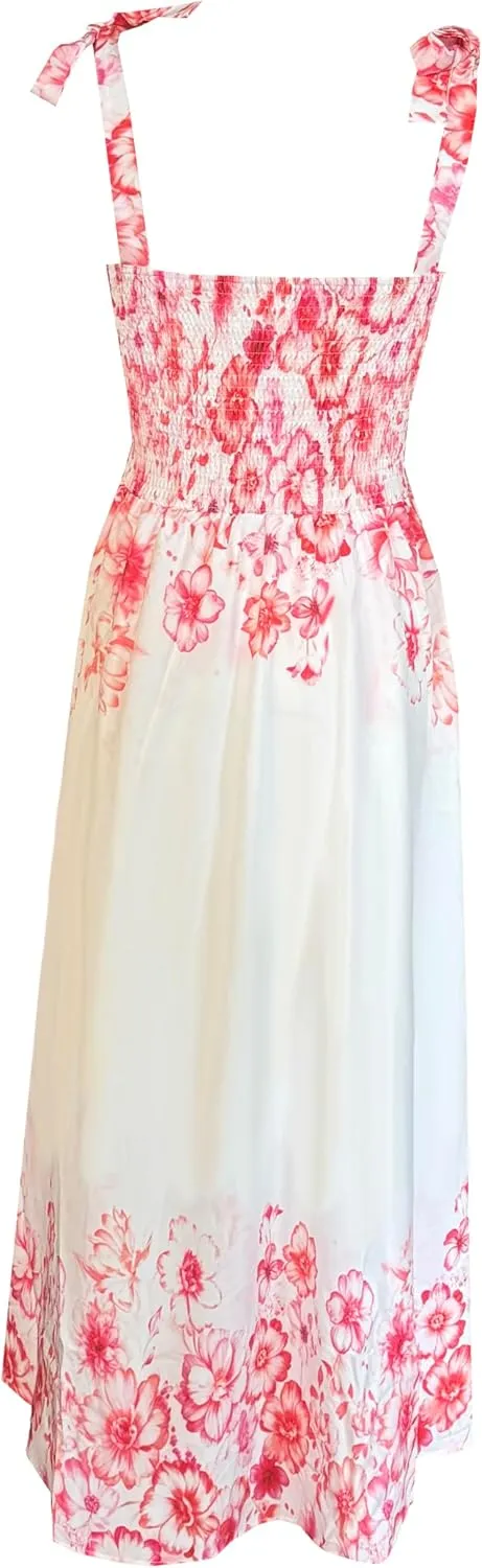 kinstell Women's Summer Boho Spaghetti Strap Square Neck Ruffle Casual Flowy Long Dress Beach Swing Party Maxi Dress