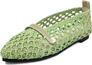 Kluolandi Woven Mesh Ballet Flats Shoes for Women Breathable Mesh Ballerina Flats Comfortable Slip On Shoes