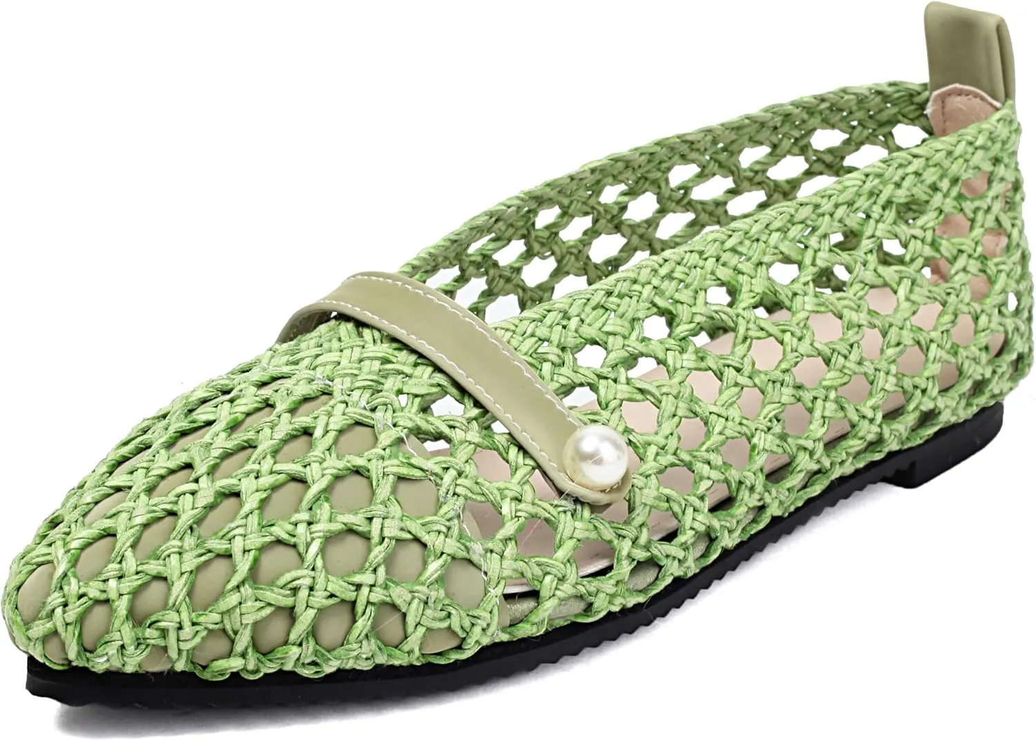 Kluolandi Woven Mesh Ballet Flats Shoes for Women Breathable Mesh Ballerina Flats Comfortable Slip On Shoes