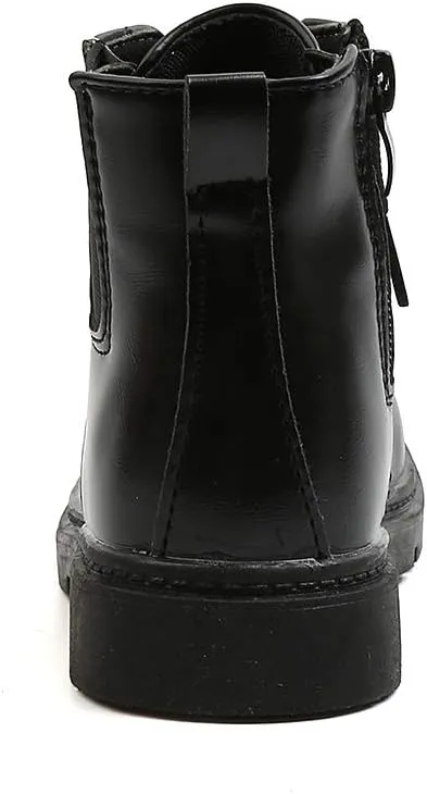 Komfyea Toddler Kids Boots Side Zipper Combat Short Ankle Boots for Boy's Girl's