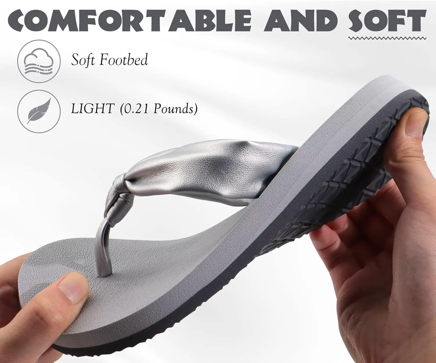 KuaiLu Womens Flip Flops With Arch Support Comfortable Yoga Mat Cushion Thong Leather Sandals for Ladies Fashion Slip On Summer Beach Walking Slides Indoor Outdoor Travel Orthotic Slippers