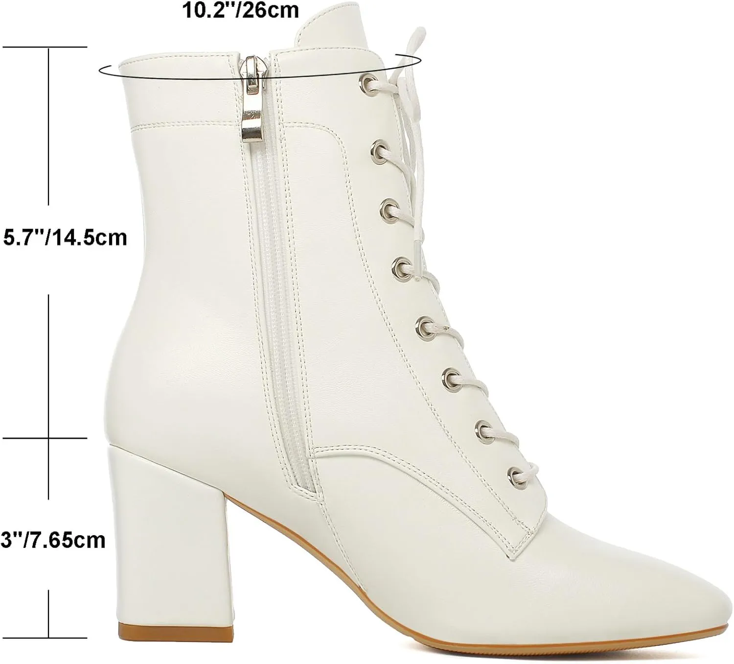 KysBloes Women Square Toe Ankle Boots Lace Up Chunky Heeled Booties Combat Block Heel Winter Boots Shoes